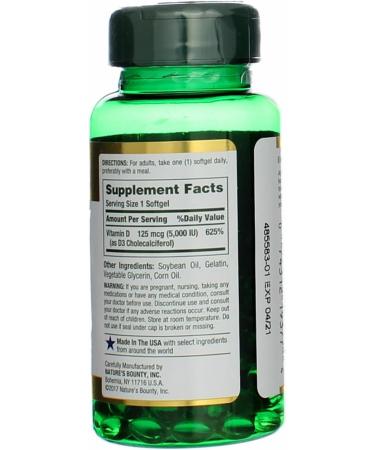 Nature's Bounty Vitamin D-5000 IU Softgels Maximum Strength 150 ea ( Pack of 2) - Buy Online on GoSupps.com
