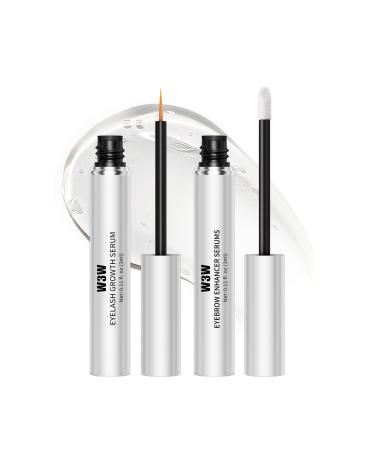 Eyelash and Eyebrow Growth Serum Set W3W Nourishing Lash & Brow Serum Pack for Longer & Thicker Lash Enhancing With Natural Formula Vegan & Cruelty-Free Gentle Plant Ingredients No Irritating Eyebrow & Eyelash