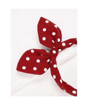 Huachi Red Polka Dot Bow Headband with Bunny Ears | Cute Turban Hair Hoop for Girls and Women | Vintage Hair Accessory - Buy Online on GoSupps.com