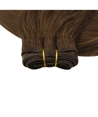 Full Shine 22 Inch Chestnut Brown Sew in Weft Human Hair Extensions - 100g Double Weft Remy Hair Bundles - Color 6 - Buy Online on GoSupps.com