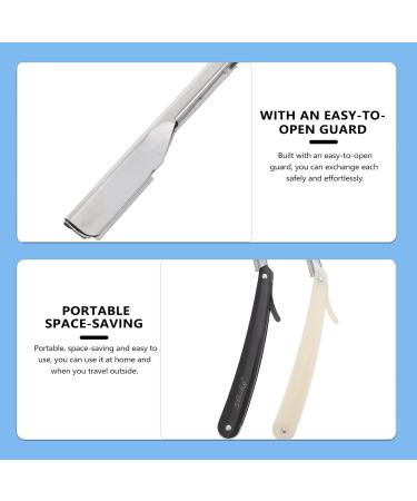 Uonlytech 2pcs Vintage Straight Edge Barber Razors - Chic Black & White Steel Shaving Tools for Men - Buy Online on GoSupps.com