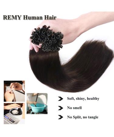SEGO Bondings Extensions Real Hair - 100 Strands U-Tip Keratin Remy Human Hair Extensions Dark Brown #2 20 (50cm) - International Shipping Available - Buy Online on GoSupps.com