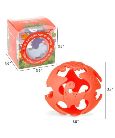 Baby Teething Toys Dinosaur Teethers for 3+ Months - Safe Teether Ball & Pacifier (Red) - Buy Online on GoSupps.com
