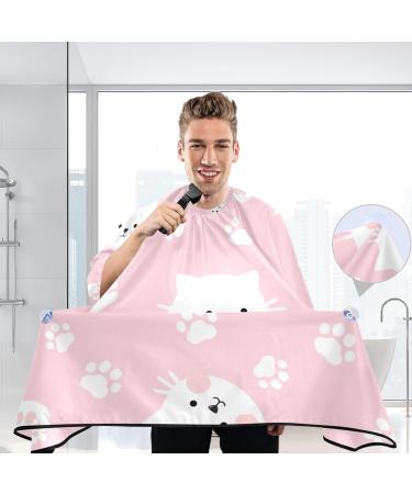 Waterproof Barber Cape - White Cat Pink & Cheetah Haircut Bib for Men & Unisex | Premium Hair Cutting Cape for Professionals - Buy Online on GoSupps.com