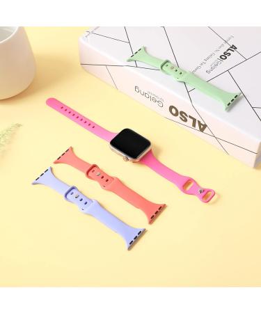 TSAAGAN 5 Pack Silicone Slim Bands for Apple Watch 38mm 42mm 40mm 44mm - Ultra-Thin Sport Strap for iWatch Series 8/7/SE/6/5/4/3/2/1 - Women Men Black/Milk Tea/White/Sand Pink/Smoke Violet - Buy Online on GoSupps.com