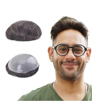 Lordhair wig for men toupet men made of natural real hair 0.08 mm front 1/2 inch V-looped size on skin-based super thin wig for men replacement hair system 20 x 25 cm