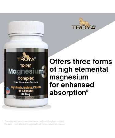 Troya Triple Complex Magnesium Fast-Acting Magnesium Complex with Glycinate Citrate & Malate for Relaxation Sleep & Well-Being Natural Formula Non-GMO Capsules (300mg) 1 - Buy Online on GoSupps.com