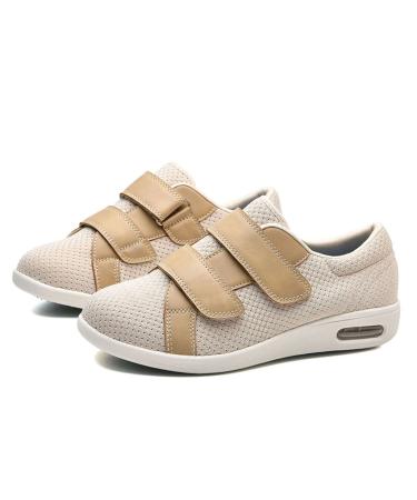 KXSM Men s Therapeutic Diabetic Shoes in Different Widths for Swollen Wide and Diabetic Feet Shoes Foot Pain Plantar Fasciitis Pain Relief Mens Running Shoes Non Slip for Heel Pain Khaki 40