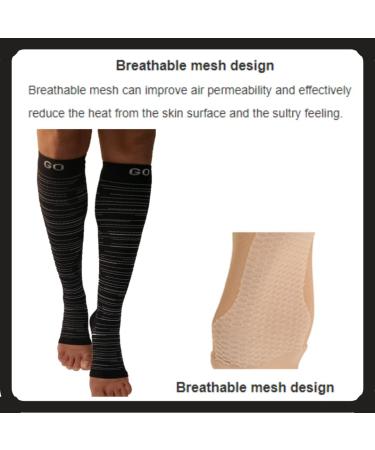 Shop Women's Open Toe Compression Socks 20-30 mmHG Knee High - Toeless Compression Stockings for Men & Women - Black & White Large - Buy Online on GoSupps.com