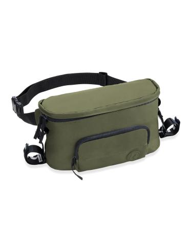 Hauck 2in1 fell and stroller bag large stroller organizer hip pocket crossbody breast pocket for women and men simple fastening to the buggy long adjustable belt (olive)