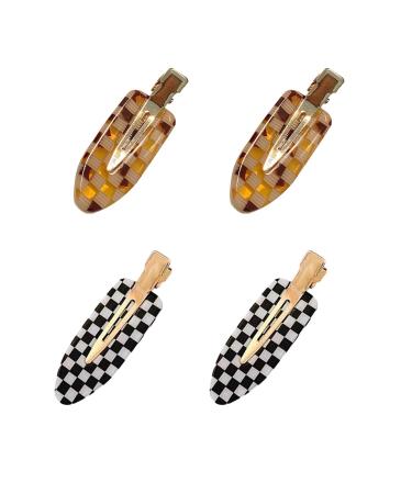 Women girl hair clips hair pin curl clips no bending seamless hair clip non -slip hairdresser clips acetate hair clip check