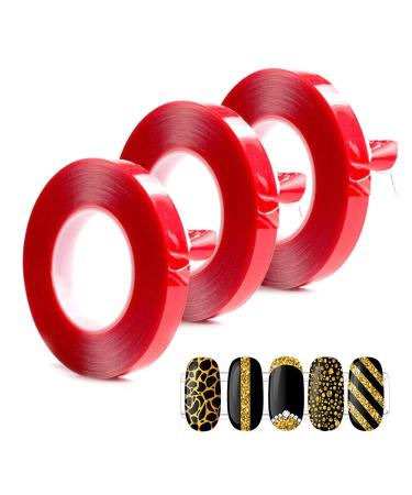 BPrettier 3 Rolls Double Sided Tape for Press on Nails Adhesive Strong Sticky Nail Tapes for Press on Nail Packaging Press on Nail Stand