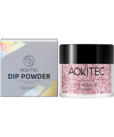 Aokitec 28g Shining Pink Nail Dipping Powder - French Powder Pro Collection for DIY Manicure - Long-Lasting & Odor-Free Formula - Buy Online on GoSupps.com