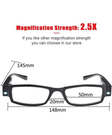 LED Reading Glasses with Lights - Lighted Magnifier for Clear Vision | 5PCS Black +250 - Ideal Nighttime Readers - Buy Online on GoSupps.com