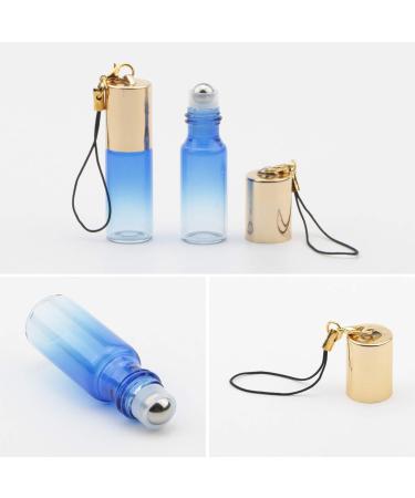 Rowiz 15PCS 5ml Blue Gradient Color Glass Roll on Bottles UV Protection Empty Sample Vial Essential Oil Glass Bottles with Stainless Steel Roller Balls and Golden Screwcap with Buckle - Buy Online on GoSupps.com