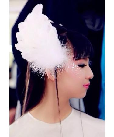 2PCS Girls Heart-shaped Feather Hair Clips - White Wedding Hair Accessories - Buy Online on GoSupps.com