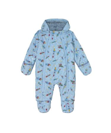 Cath Kidston Baby Cosy Pramsuit Snowsuit Rockets in Light Blue 18-24 Months