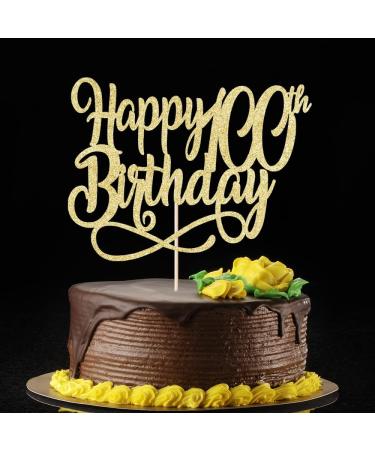 Qertesl Gold Glitter Happy 100th Birthday Cake Topper Cheers to 100 Years happy 100th Birthday Cake Topper 100th Anniversary Cake Topper men and women 100 years old happy birthday Party Decoration Gold100 - Buy Online on GoSupps.com