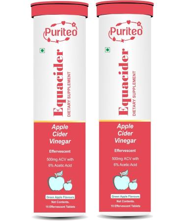 PURITEO-EQUACIDER Apple Cider Vinegar Effervescent Tablets - (15 Tablets Each Pack of 2)