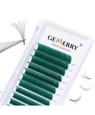 Volume Lash Extensions 0.07mm Green Color Lashes C Curl 8-14mm Mixed Tray 2D-8D Volume Fans Rapid Fanning Russian Volume Lashes Professional by GEMERRY (Green-C, 8-14mm) 8-14mm-C Green