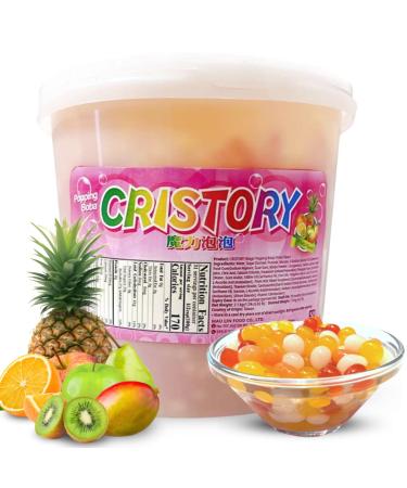 CRISTORY Mixed Fruits Popping Boba (6.82 lbs), 100% Gluten Free & Fat Free, Vegan Friendly, Bubble Tea, Toppings for Beverage & Desserts