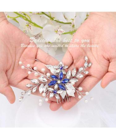 Olbye Blue Rhinestone Wedding Hair Comb - Bridal Hair Accessory for Bride & Bridesmaids - Buy Online on GoSupps.com