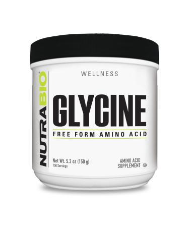 NutraBio Glycine Powder - Glycine Supplement- Free Form Amino Acid Supplement - 1000mg Serving - 150g 150 Servings