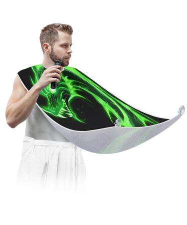 Beard Bib Apron Fire Dragon Beard Hair Catcher for Men Shaving Fathers Day Anniversary Christmas Gifts for Dad Husband Beard Bib with 2 Suction Cups Black
