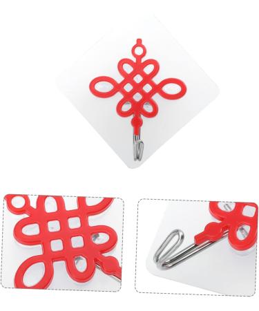 Abaodam 2pcs Chinese Knot Hook Towel Hook Self Adhesive Wall Hook Good Adhesive Hooks Door Hook Square 8x8cm Red - Buy Online on GoSupps.com