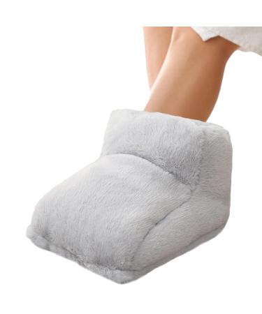 Wobblo electrical foot warmer - heating pillows for feet in full size - comfortable foot warmers soft heated slippers for home at work winter gifts gray
