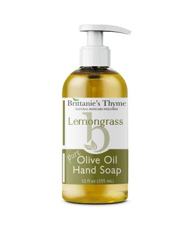 Brittanie's Thyme Organic Natural Hand Soap 12 oz (Lemongrass) Castile Soap Made Olive Oil And Natural Luxurious Essential Oils. Vegan & Gluten Free