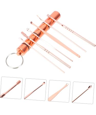 Premium Ear Cleaning Kit - Stainless Steel Golden Ear Curette Spoon & Brush Set - Buy Online on GoSupps.com