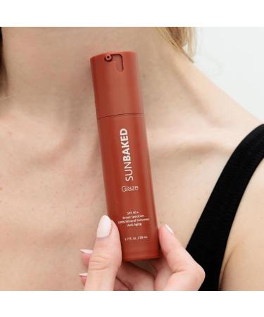 Sunbaked Glaze Anti-Aging Mineral Sunscreen SPF 40+ | Moisturizing Zinc Oxide Lotion with Squalene & Hyaluronic Acid | UV Defense & HEV Protection | 1.7 Oz - Buy Online on GoSupps.com