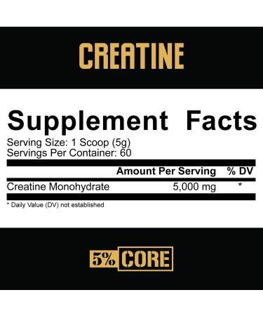 5% Nutrition Core Creatine - Micronized Creatine Monohydrate Powder 5G 5000mg 60 Servings (Unflavored) - Enhance Performance & Recovery - Buy Online on GoSupps.com