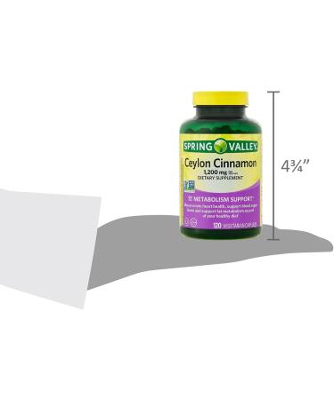 Spring Valley Ceylon Cinnamon Capsules 1200 mg Capsules Support Metabolism * 120 Count | Non-GMO & Gluten Free Pills (Pack of 1) - Set by Basket Goods - Buy Online on GoSupps.com
