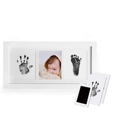 Norjews Baby Handprint and Footprint Kit Baby Photo Frame Kit with 100% Clean-Touch Ink Pad for Newborn Boys & Girls Personalized Baby Shower Gifts