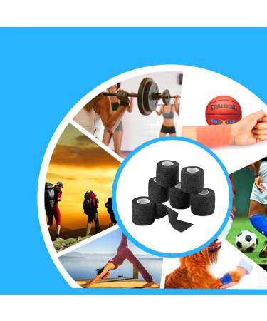 Black Self Adhesive Bandage Wrap 2 x 12 Rolls | Stretch Self-Adherent Tape for Sports Injuries - 5 Yards Vet Cohesive Bandage for Ankle, Wrist, Sprains & Swelling - Buy Online on GoSupps.com