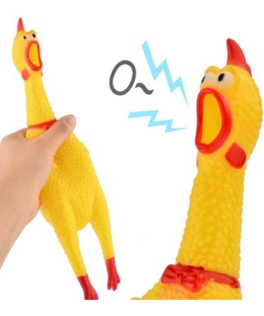 XFly 2-Pack Rubber Screaming Chicken Dog Toys - Squeaky Yellow 32cm for Teeth Cleaning & Decompression - Buy Online on GoSupps.com