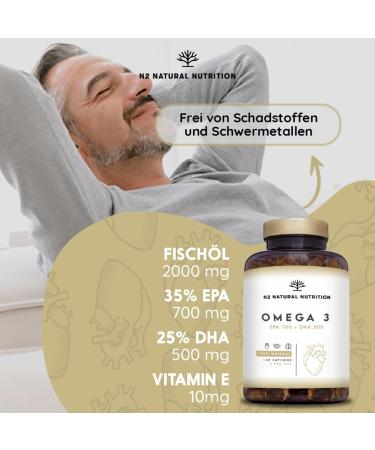 High-Dose Omega 3 Capsules - 2000mg Fish Oil 700mg EPA 500mg DHA & Vitamin E | 120 Softgels for Optimal Health | Pure Sea Fishing Oil - Buy Online on GoSupps.com