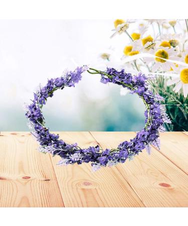 Lurrose Lavender Flower Crown Headpiece with Ribbon for Women - Perfect for Beach Wedding, Birthday Party and Vacation - Buy Online on GoSupps.com