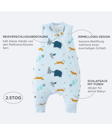 Duomiaomiao Winter Sleeping Bag with Legs 2.5 Tog | Baby Sleeveless Wearable Blanket | Breathable Cotton Toddler Sleeping Bag | Unisex Boys Girls | 85cm (Height: 90-100cm) | New Elephant Forest Design - Buy Online on GoSupps.com