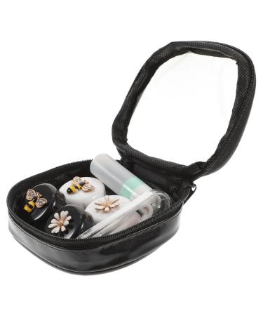 Amosfun 1 set contact lens container Cartoon-eye contact case Storage of contact lenses Contact lens package Travel contact lens bag glasses set Tier Make-up mirror-case travel PP different colors3 11x9cm