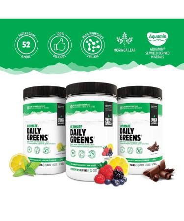 North Coast Naturals Ultimate Daily Greens | Superfood blend of superfruits land and sea greens with the addition of pre- and probiotic- 800 ml shaker cup- 2 x 270 g - Mixed Berry & Citrus + Sweet Iced Tea - Buy Online on GoSupps.com