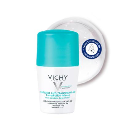 Vichy, 48H Intensive Antiperspirant Treatment, Roll-on, Intense Perspiration, Alcohol-Free, Hypoallergenic, For Sensitive Skin, 50ml