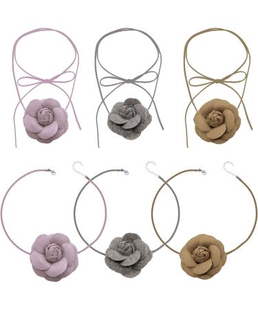 Oralgos Elegant Flower Designs Choker Necklace | Fabric Camellia Keybone Chain | Unique Artificial Floral Jewelry - Buy Online on GoSupps.com