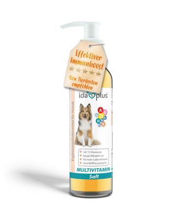 Ida Plus - Multivitamin juice for dogs - 200ml - 15 important vitamins for the dog - Ideal for barnen - vitamin B complex - vitamin A D D3 E K biotin - for optimal vitamin supply - Buy Online on GoSupps.com
