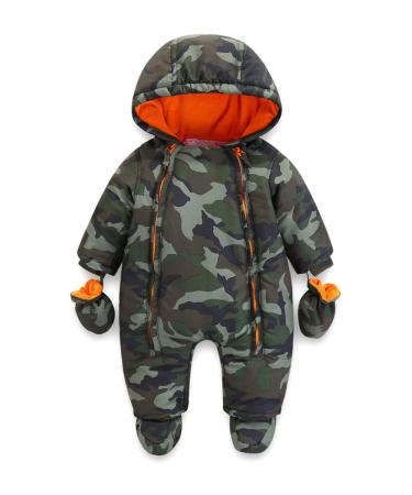 Baby Winter Snowsuit Warm Fleece for Girls Boys Baby Suits 3-24M with Gloves and Footies Baby Winter Suit Thick Jumpsuit Hooded Outwear J 3-6 Months
