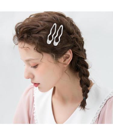 4Pcs Wave Hair Clips Silver Metal Side Hair Clips - Women's Shaped Bangs Clips Duckbill Hair Accessories for Women Girls Headdress Accessories - Buy Online on GoSupps.com