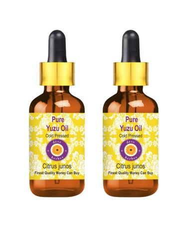 d ve herbes Pure Yuzu Oil (Citrus Junos) with Glass Dropper Cold Pressed (Pack of Two) 100mlx2 (6.76 oz)