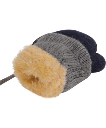 RUIXIA Kids Winter Knitted Bear Gloves | Cute Cartoon Hang Neck Mittens for Newborn Baby | Thicken Cashmere Thermal Mittens for Boys and Girls 0-3Y | Deep Blue - Buy Online on GoSupps.com